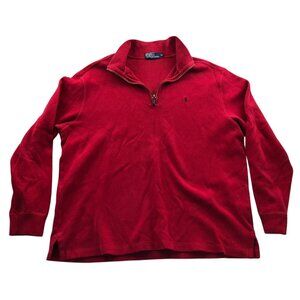 Polo Ralph Lauren Mens Sweater Size XL Pullover 1/4 Zip Stand Collar Casual Red